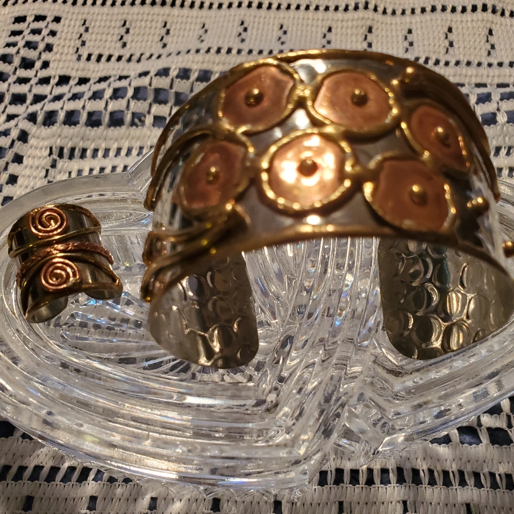 Metalic Cuff Bracelet and Ring